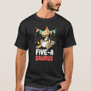 Five A Saurus Dinosaur Cute Kiddo Rex T-Shirt