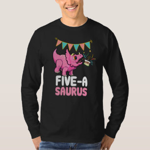 Five A Saurus Dinosaur Cute Kiddo Triceratops T-Shirt