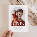 Five Arched Photo Birthday<br><div class="desc">A simple 5th Birthday invitation featuring your own photo in an arch shape and the words 'five.' over the top.</div>