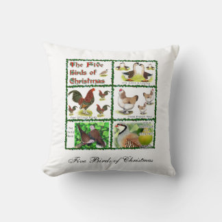 Five Birds of Christmas Cushion