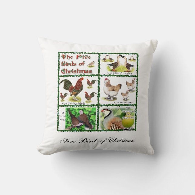 Five Birds of Christmas Cushion (Front)