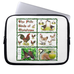 Five Birds of Christmas Laptop Sleeve