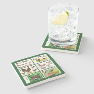 Five Birds of Christmas Stone Coaster