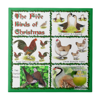 Five Birds of Christmas Tile
