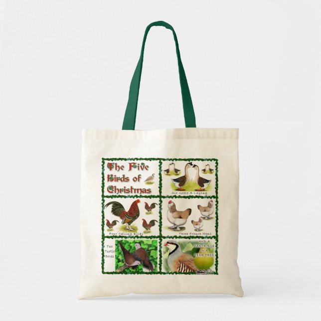 Five Birds of Christmas Tote Bag (Front)