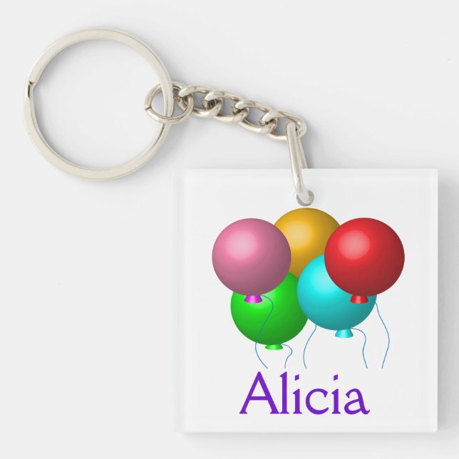 Five Birthday Balloons Key Ring (Front)