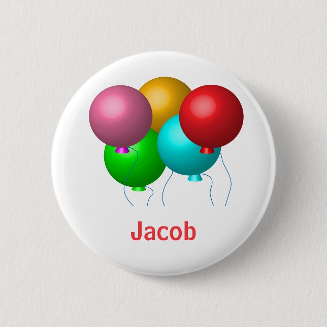 Five Birthday Balloons Personalised 6 Cm Round Badge (Front)
