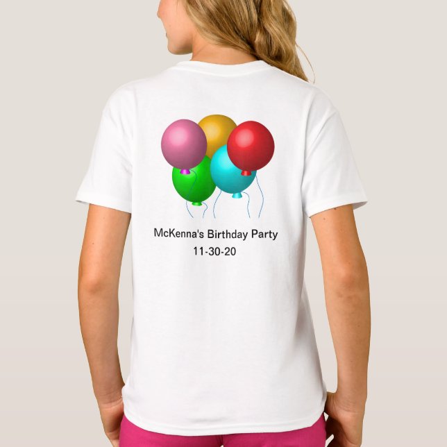 Five Birthday Balloons Personalised with Date T-Shirt (Back)