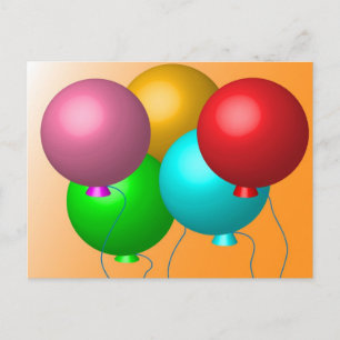 Five Birthday Balloons Postcard