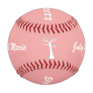Five Blue Birds in a Tree Pink Customisable Baseball