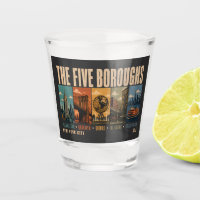 Five Boroughs New York City NYC Illustration Retro
