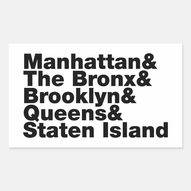 Five Boroughs ~ New York City Rectangular Sticker (Front)