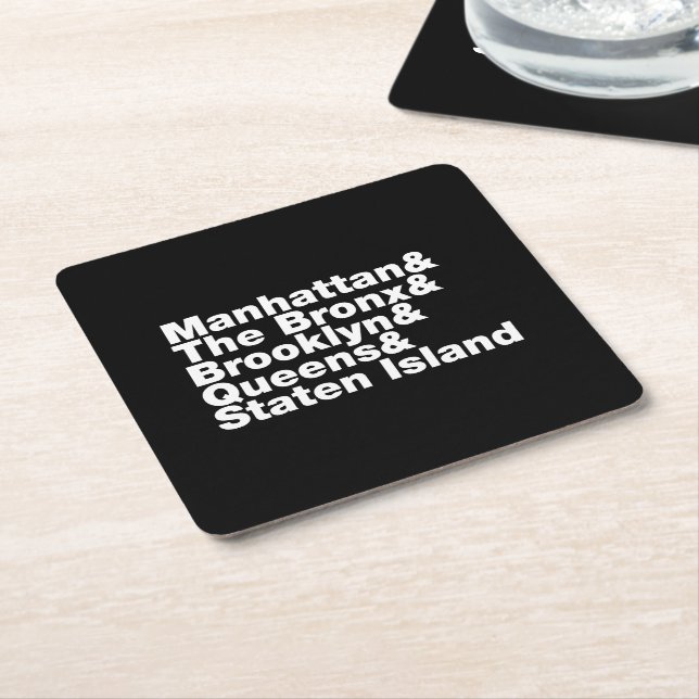 Five Boroughs ~ New York City Square Paper Coaster (Angled)
