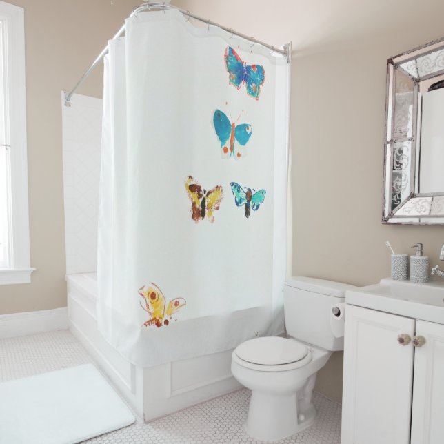 Five Butterflies, Redon Shower Curtain (In Situ)