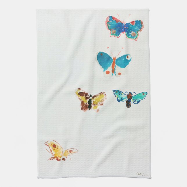 Five Butterflies, Redon Tea Towel (Vertical)