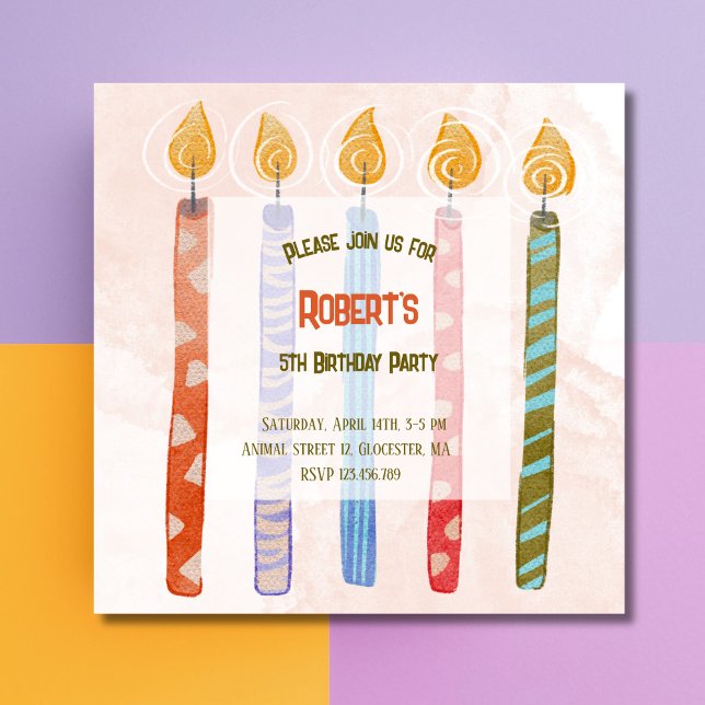 Five Candles Kids 5th Birthday Party Invitation (Creator Uploaded)