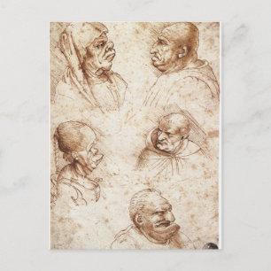 Five caricature heads by Leonardo da Vinci Postcard