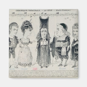 Five caricatures of the cast of a French Magnet