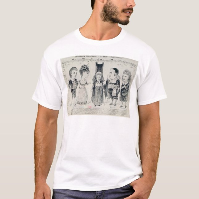 Five caricatures of the cast of a French T-Shirt (Front)