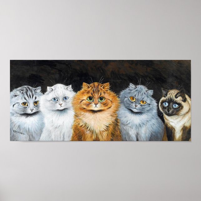 Five Cats, Louis Wain Poster (Front)