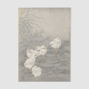 Five Chicks by Ohara Koson Tissue Paper