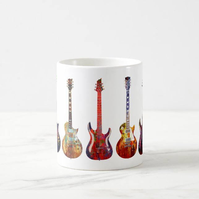 Five colorful guitars coffee mug (Center)