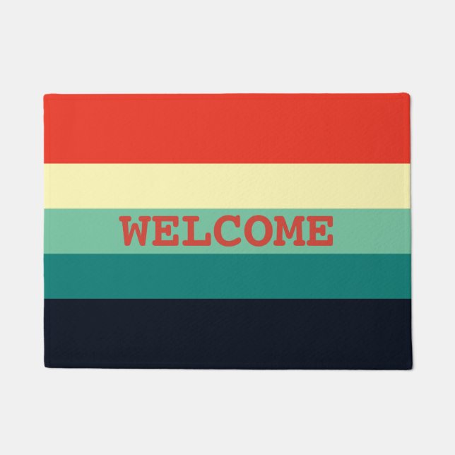 Five Colour Combo - Blue Aqua Green Yellow Red Doormat (Front)