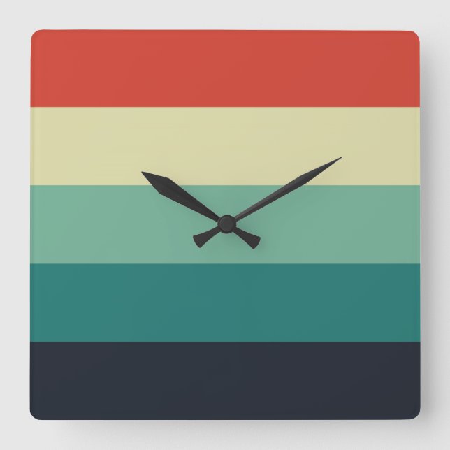 Five Colour Combo - Blue Aqua Green Yellow Red Square Wall Clock (Front)