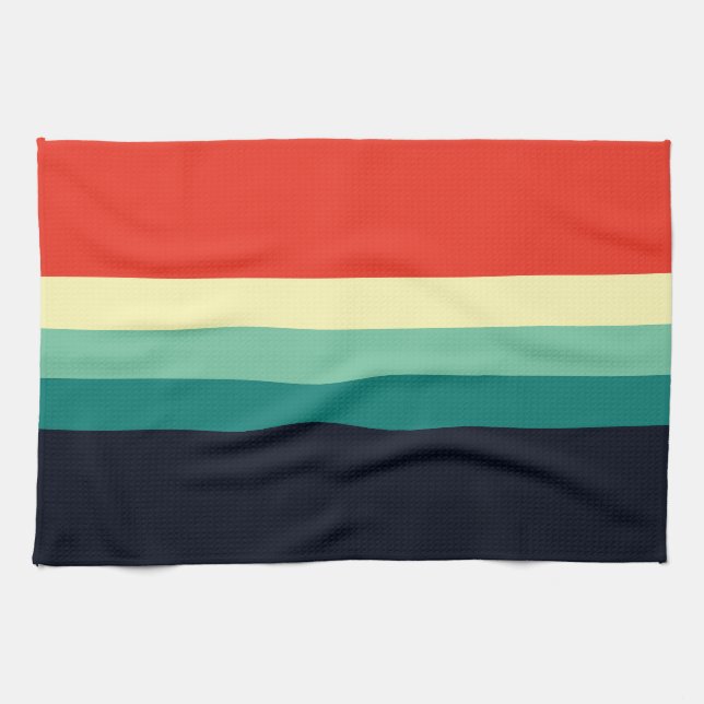 Five Colour Combo - Blue Aqua Green Yellow Red Tea Towel (Horizontal)