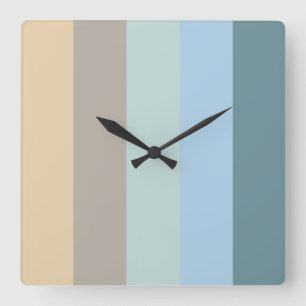 Five Colour Combo -Blue Brown Sand Beige Turquoise Square Wall Clock