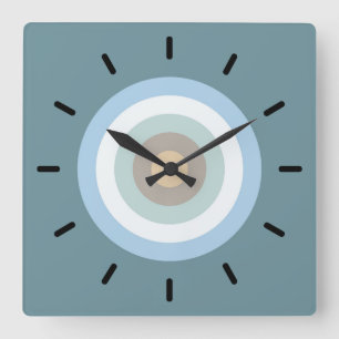 Five Colour Combo -Blue Brown Sand Beige Turquoise Square Wall Clock