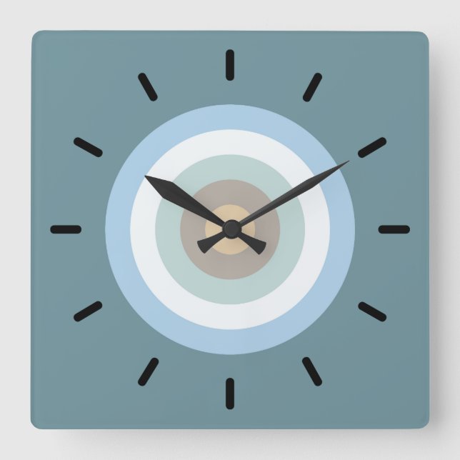 Five Colour Combo -Blue Brown Sand Beige Turquoise Square Wall Clock (Front)