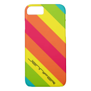 Five Colour Diagonal Stripe Name Fun Case-Mate iPhone Case