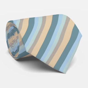 Five Colour Striped Blue Brown Sand Beige Turquois Tie