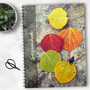 Five Colourful Autumn Aspen Leaves Custom Notebook
