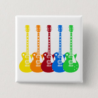 Five Colourful Electric Guitars  15 Cm Square Badge