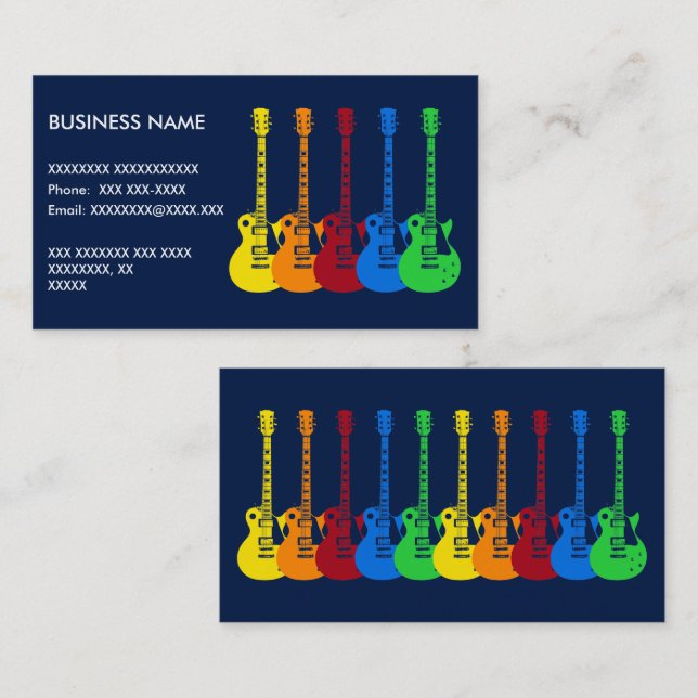 Five Colourful Electric Guitars  Business Card (Front/Back)
