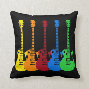 Five Colourful Electric Guitars  Cushion