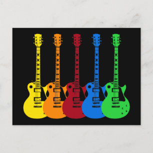 Five Colourful Electric Guitars Postcard