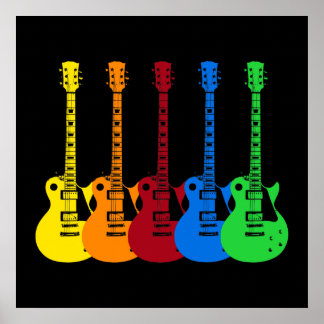 Five Colourful Electric Guitars  Poster