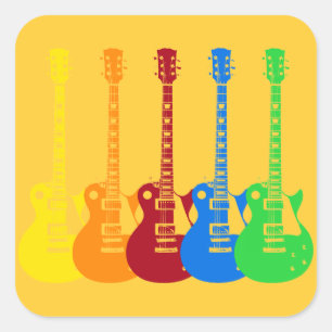 Five Colourful Electric Guitars Square Sticker