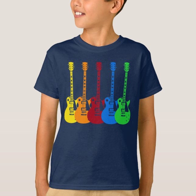 Five Colourful Electric Guitars  T-Shirt (Front)