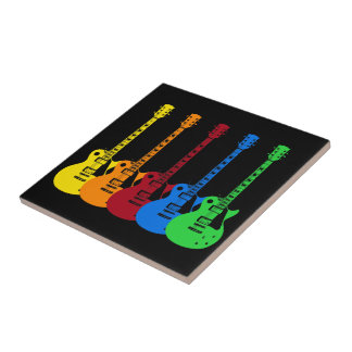 Five Colourful Electric Guitars  Tile