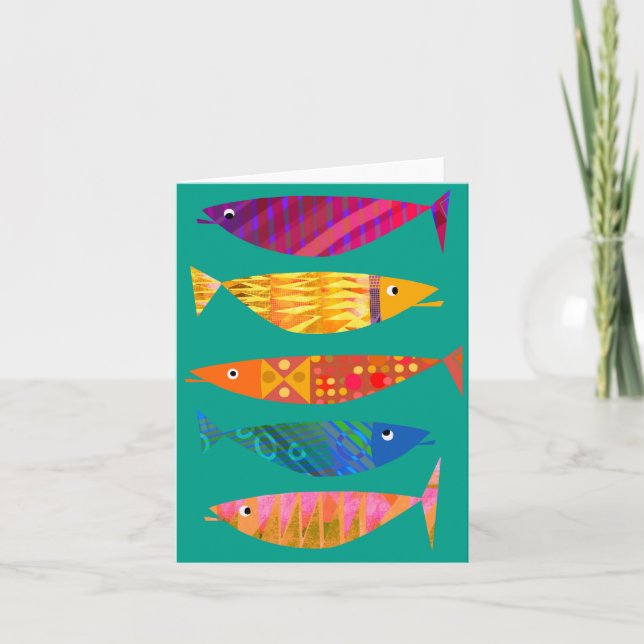 Five Colourful Fish BLANK Greeting Card (Front)