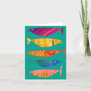 Five Colourful Fish BLANK Greeting Card