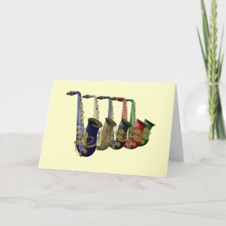 Five Colourful Saxophones Card