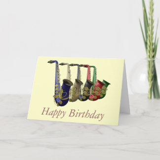 Five Colourful Saxophones Card