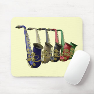 Five Colourful Saxophones In A Line Mousepad