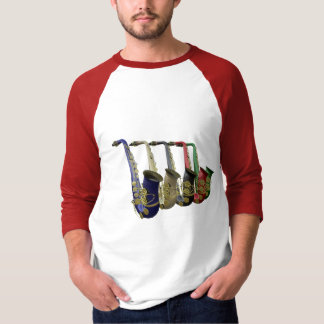 Five Colourful Saxophones Raglan Tee Shirt