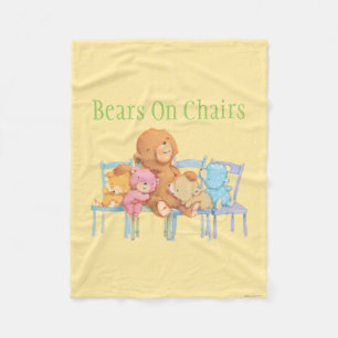 Five Cuddly and Colourful Bears On Chairs 2 Fleece Blanket